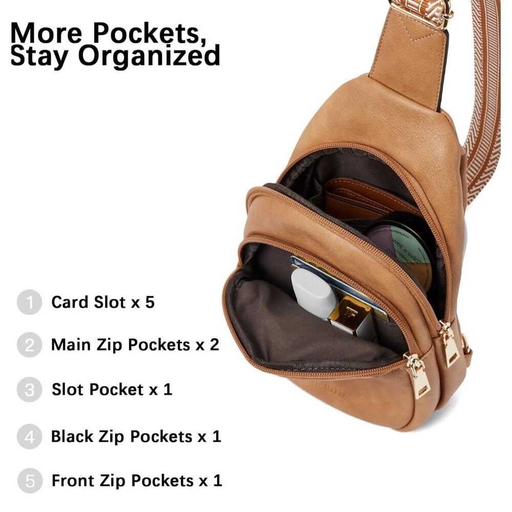 BOSTANTEN Small Sling Bag for Women Leather Crossbody Bags Fanny Pack Chest Bag - Picture 4 of 10